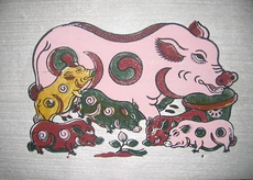 Pig in Đông Hồ Painting