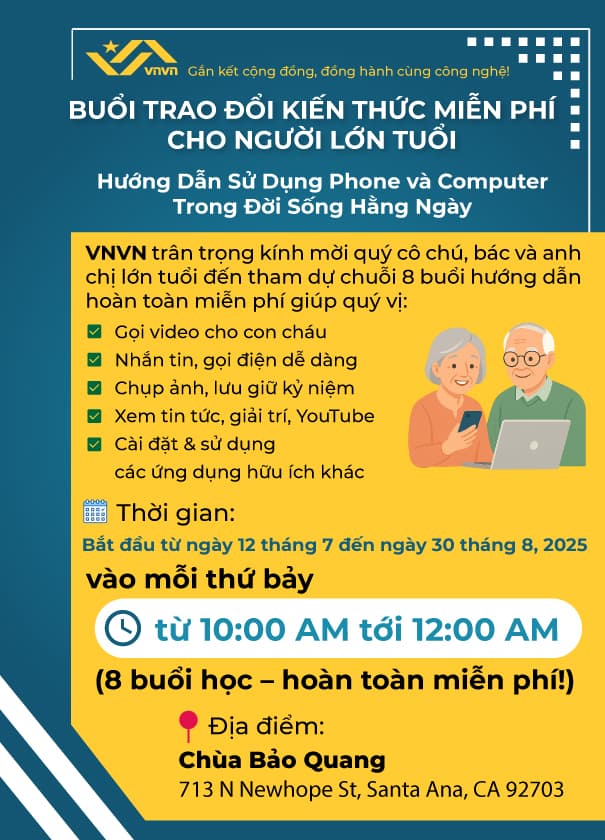 VNVN - Buổi Trao Đổi Kiến Thức Miễn Phí Cho Người Lớn Tuổi Hướng Dẫn Sử Dụng Phone và Computer Trong Đời Sống Hằng Ngày