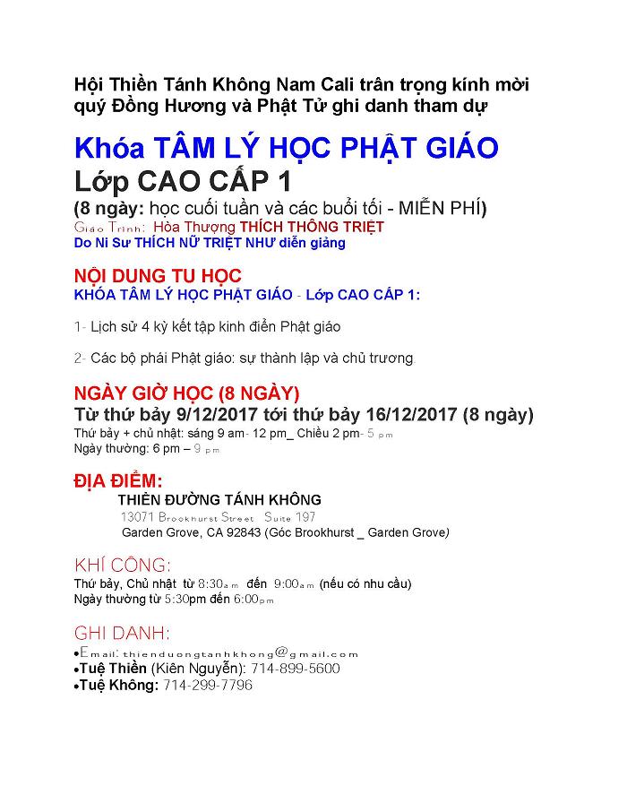 Hội Thiền Tánh Không Khóa Tâm Lý Học Phật Giáo