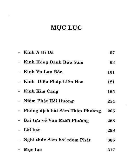 muc luc kinh tam bao